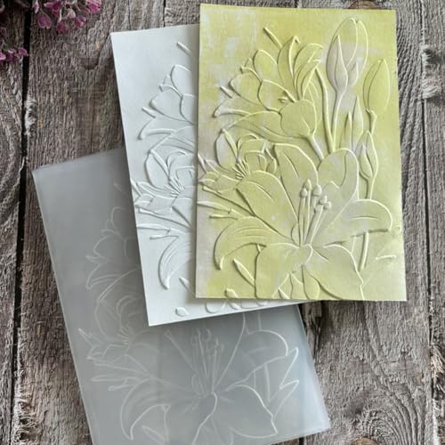 CRASPIRE Floral Embossing Folder 3D Embossed Folders White Plastic Spring Flowers Pattern Texture Background Paper Machine Template Stencils for DIY Arts Crafting Cards Making Scrapbooking Decors - style: Flower
