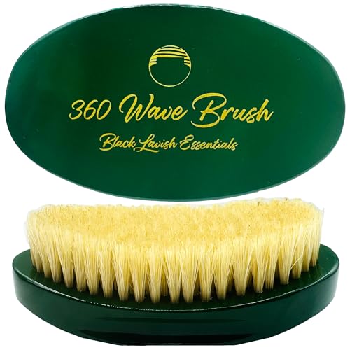 360 Wave Brush, Build Deeper Waves, Soft & Hard Boar Bristle Curved Brush, Black Lavish Essentials Signature (Soft, Emerald Green) - color: Emerald Green, size: Soft Brush