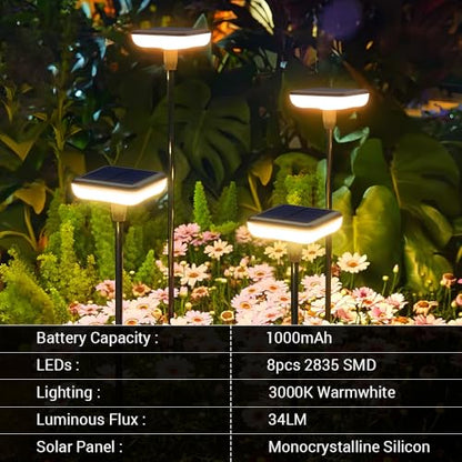 Solar Lights Outdoor Pathway 8 Pack IP65 Waterproof 31" Solar Garden Lights 2 Heights Adjustable Auto On/Off Lasting 12H for Walkway Patio Lawn Path Yard Plants Flower Beds Landscape Decor - size: 8 Pack