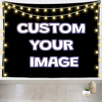 BELECO 10x10ft Fabric Custom Backdrop with Picture Logo Text Customize Your Design Personalized Background Banner Customized Backdrop Party Decor Living Room Tapestry Office Home Art Wall Hanging - size: 10x10FT