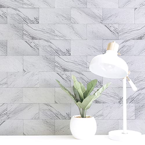 Art3d 102-Piece Peel and Stick Tile Backsplash for Kitchen Bathroom, 3in. × 6in. Stick on Subway Tile White Granite - color: White Granite