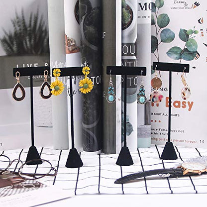Coward 4pcs/Set 6.5" T-Shape Earring Stand,Jewelry Organizer Black Velvet Stud Earring Display Holder For Selling(6.5" H) - color: Black 6.5"H (4pcs)