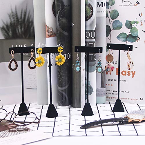 Coward 4pcs/Set 6.5" T-Shape Earring Stand,Jewelry Organizer Black Velvet Stud Earring Display Holder For Selling(6.5" H) - color: Black 6.5"H (4pcs)