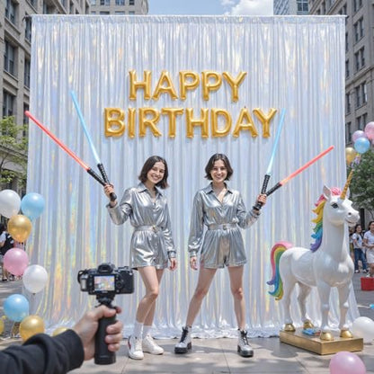10x10ft Sequin Silver Backdrop Curtains Wedding Party Glitter Curtain Backdrop Fabric Shimmer Drapes Backdrop Bridal Baby Shower Birthday Christmas Photoshoot Background Photography 5x10FT，2 Panels - color: Sequin Silver, size: 10ft X 10ft(2 Panels 5ft X