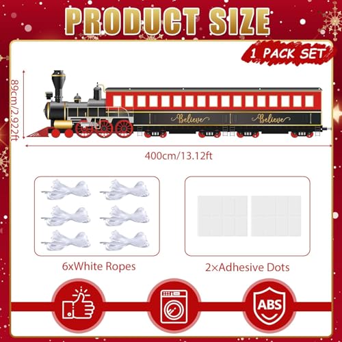 Christmas Express Train Party Decoration 13 x 3 ft Large Vintage Believe Train Photo Prop Selfie Frame Xmas Backdrop Banner Railroad Party Photo Booth Frame for Kids Holiday Birthday Party Supplies