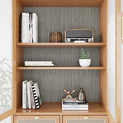 VEELIKE Grey Grasscloth Vinyl Wallpaper, Textured Fabric, Peel and Stick, 15.7''x354'', 38.75 Sq Ft/Roll, Removable, Waterproof, for Walls, Furniture, Kitchen, Bathroom - color: Gray, size: 15.7" x 354"