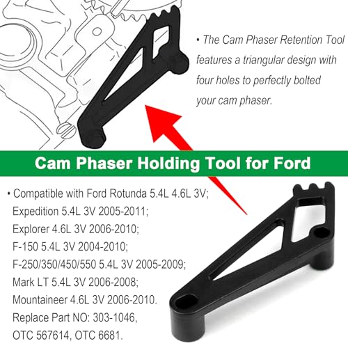 Timing Belt Tools Compatible with Ford 4.6L/5.4L 3V Engine Valve Spring Compressor Cam Phaser Holding Timing Chain Locking Wedge Crankshaft Positioning Wrench Holder Pulley Bolt Tool Set - style: 6PCS Timing Tool Kit for Ford