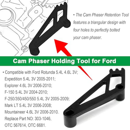 Timing Belt Tools Compatible with Ford 4.6L/5.4L 3V Engine Valve Spring Compressor Cam Phaser Holding Timing Chain Locking Wedge Crankshaft Positioning Wrench Holder Pulley Bolt Tool Set - style: 6PCS Timing Tool Kit for Ford