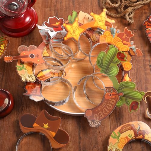 Blosssound 16 Pieces Western Headbands Wild West Cowboy Party Favors Decorations for Western Birthday Party Supplies Accessories - style: Western