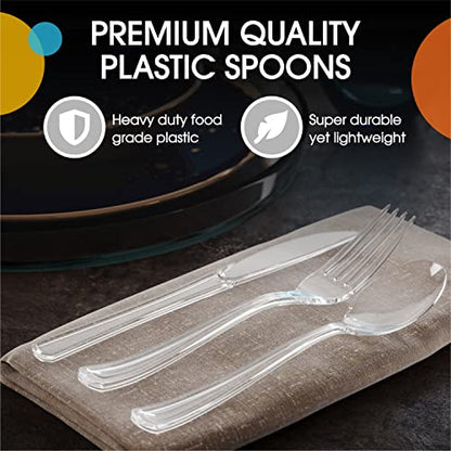 Party Solids Clear Plastic Forks 200 Pieces Clear Forks Disposable Utensils Heavy Duty Plastic Cutlery Set Disposable Cutlery Sets Flatware Sets Silverware Set Party Supplies & Party Tableware - color: Clear