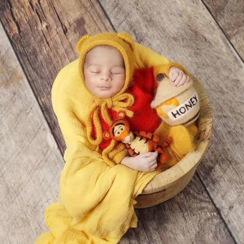 Newborn Photography Baby Photo Shoot Props Bear Boys Girls Cap hat and Footie Romper Suit Outfit Set - color: Color-2