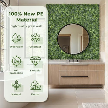 Artificial Grass Wall Panel Screen: 10"x10" 12P (8.4 sqft) UV-Anti Faux Boxwood Panels for Indoor Outdoor Green Wall Decor, Privacy Fence, Patio, Balcony, Party Backdrop - size: 10"x10" 12P