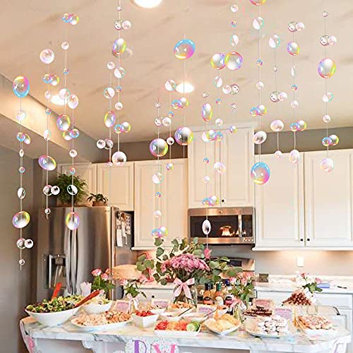 Transparent Bubble Garlands Mermaid Party Decoration Colored Flat Cutouts Hanging Streamer for Birthday Baptism Wedding Ocean Wall Decal Baby Shower Under Sea Festal Kid Room Photo Props (Color) - color: Colour