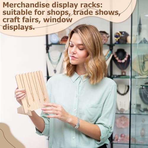 Tondiamo 6 Pcs Wooden Necklace Jewelry Display Stand 9.38 x 9.38 Portable Jewelry Display Holder Necklace Displays for Vendor Wood Plank Freestanding Storage Holder Bulk for Vendor Selling Craft Show