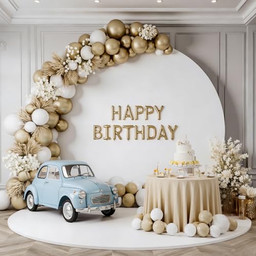 7.2 ft White Round Backdrop Cover, Adjustable 5 to 7.2 ft Wrinkle-Free Polyester Circle Arch Backdrop Stand, Foldable Background for Wedding, Birthday, Baby Show, Photography, Event - color: white