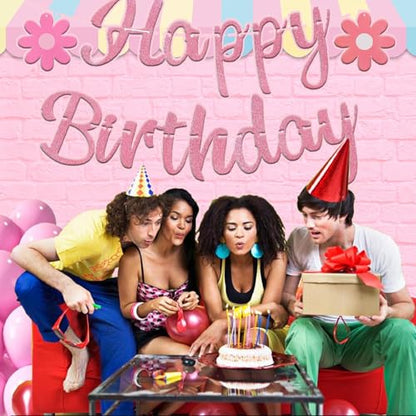 Pink Brick Wall Ice Cream Parlor Photography Background Princess Girl Kids Baby Girl Birthday Party Backdrops Dessert Cake Table Decor Props Supplies (8x6 FT) - size: 8x6 FT