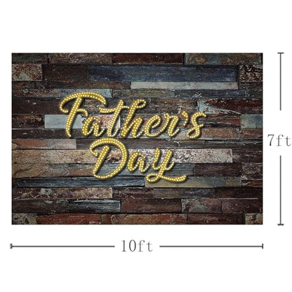 MEHOFOND 10x7ft Father's Day Backdrop Fathers Day Party Decoration Rustic Wood Happy Father's Day Photography Background Banner Studio Photo Props - size: 10x7ft