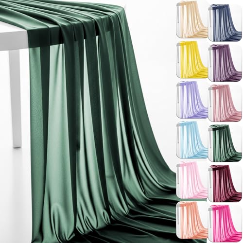 60" Chiffon Fabric by The Yard Pre-Cut Sheer Fabric for Wedding Arch Draping Fabric Swag Curtain Scarf Party Backdrop Decoration Ceiling Decor (Hunter Green, 5 Yards) - color: Hunter Green, size: 5 Yards