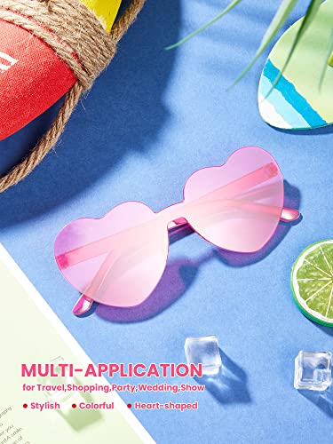 Dunzy 100 Pairs Heart Shaped Sunglasses for Women Colorful Glasses Transparent Heart Sunglasses Valentine's Party Favor - color: Pink