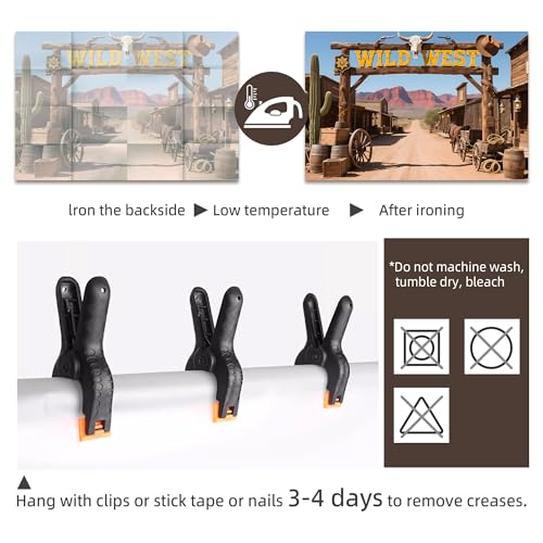 Wild West Backdrop 7X5FT, Wild West Rustic Town Theme Photography Background, Cowboy Cowgirl Party Decoration Banner Photo Props (7 * 5FT) - size: 7*5FT