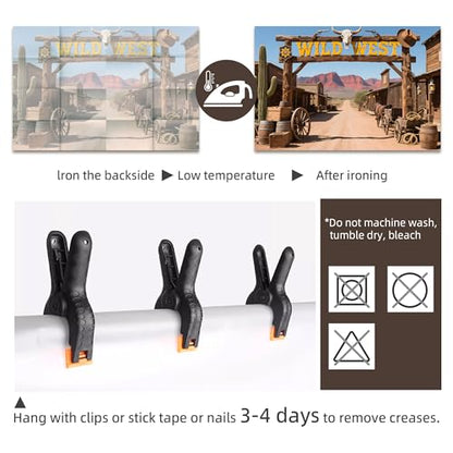 Wild West Backdrop 7X5FT, Wild West Rustic Town Theme Photography Background, Cowboy Cowgirl Party Decoration Banner Photo Props (7 * 5FT) - size: 7*5FT