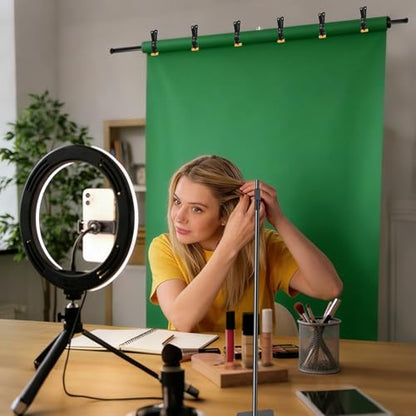 Green Screen BackdropKit, 8 * 5FT Metal Base Photo Studio Support System, Adjustable Backdrop Frame for Video Shooting, Live Streaming, Photo Studio, Content Creation and Virtual Backgrounds - size: 8*5FT