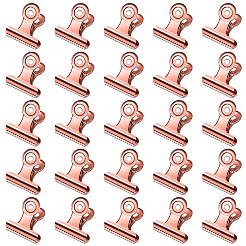 30 Pack Small Bull Clips 0.87 Inch Mini Metal Hinge Clips Binder Paper Hinge Clip for Office, Home, School, Shops, Rose Gold, 22mm - color: Rose Gold, size: 22mm