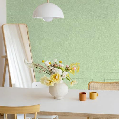 Peel and Stick Grasscloth Wallpaper Texture Green Faux Linen Contact Paper Self Adhesive Removable Vinyl Wall Paper for Bedroom Cabinets Shelf Liners Waterproof Easy Clean 17.3 x 120 Inch - color: Green, size: 17.3" x 120"