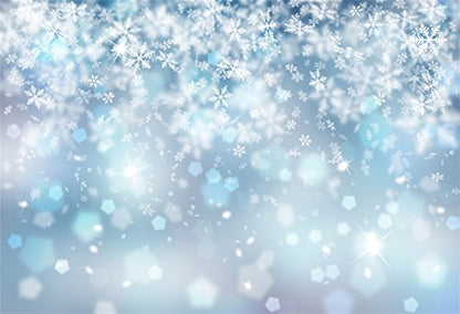 9x6ft Falling Snowflake Portrait Backdrops for Photography Winter Ice Snow Flakes Photo Shoot Newborn Kids Baby Adults Wedding Photo Background Vinyl Photo Booth Props - size: 9x6ft