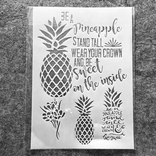 TIAMECH A4 Reusable Pineapple Stencil for Painting - Be a Pineapple Layering Template, DIY Wall Art, Wood Furniture, Scrapbook & Crafts (8.3x11.7inch) - style: Pineapple