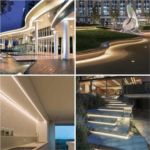 LLTOP COB LED Strip Lights Waterproof IP67 DC24v Natural White 4000K 16.4ft/5m High CRI 92Ra+ Outdoor LED Tape Lighting DIY Cuttable for Bedroom Kitchen Cabinet Shelf (Power Supply Not Included) - color: Natural White 4000K (power supply not included)