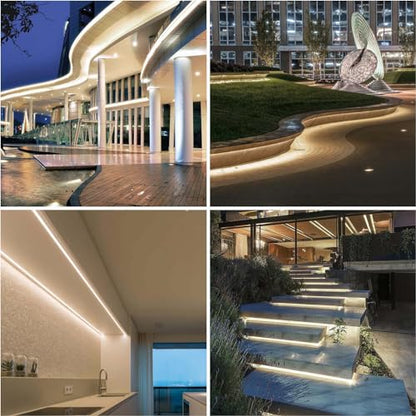 LLTOP COB LED Strip Lights Waterproof IP67 DC24v Natural White 4000K 16.4ft/5m High CRI 92Ra+ Outdoor LED Tape Lighting DIY Cuttable for Bedroom Kitchen Cabinet Shelf (Power Supply Not Included) - color: Natural White 4000K (power supply not included)