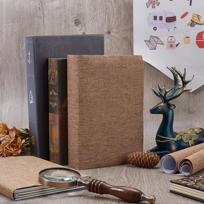 CRASPIRE 51 x 11.8 Linen Book Cloth Brown Books Binding Fabric Surface Paper Backed Bookcover Densely Woven Cloth Books Album Scrapbooking Archival Covering Protector Bookcloth Bookbinding Supplies - color: Brown
