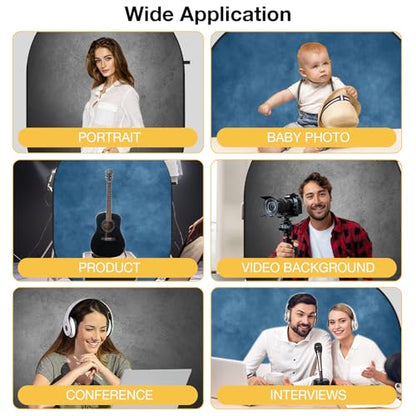 Kate Collapsible Backdrop Pop Up Photo Backdrops Grey Blue Foldable Background for Headshot, for Portrait Photography, for Video, 5x6.5ft