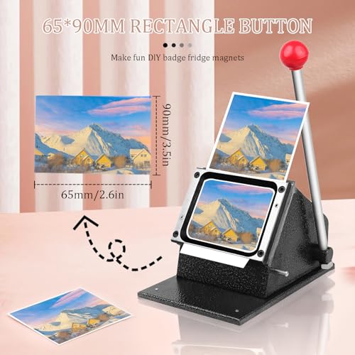 Refrigerator Magnet Making Kit - 65x90mm with Paper Cutter and 100 Pcs Supplies for Custom Photo Magnets, Arts and Crafts, Square Magnet Maker Machine, DIY Photo Magnet Machine