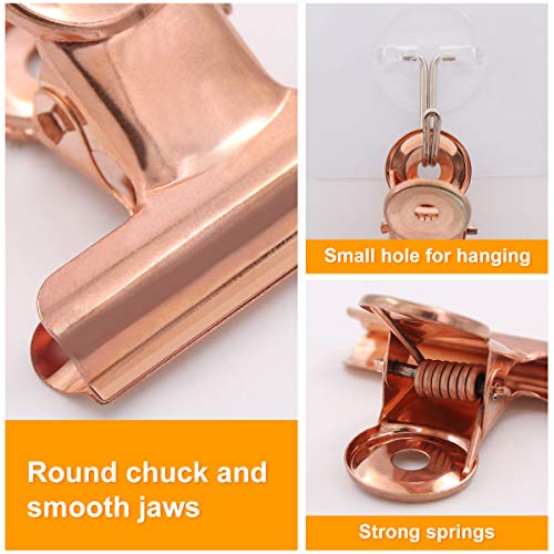 Coideal Bulldog Paper Clips Rose Gold, 20 Pcs 2 Inch Large Metal Binder Hinge Clip for Office, Food Bags, Pictures Photos, Art Crafts (50 mm) - color: Rose Gold