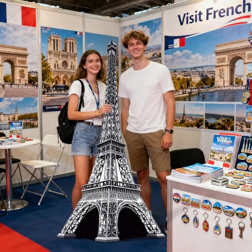 6 Ft 3D Eiffel Tower Cardboard Cutout Eiffel Tower Stand Up Cutout Life-Size French Theme Photo Booth Prop Backdrop Sign for France Night of Paris Theme Birthday Party Educational Display - color: Eiffel Tower