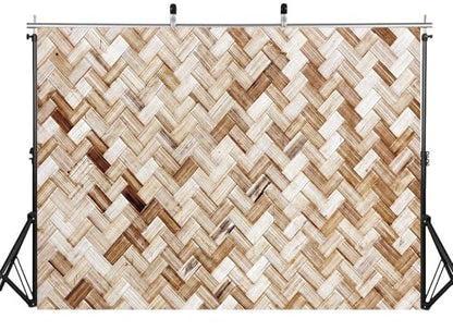 15x8ft Fabric Bamboo Weave Texture Backdrop Wicker Surface Photography Background for Furniture Party Decor Home Wall Hanging Tapestry Photo Props - size: 15X8ft