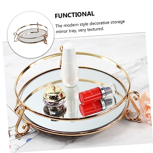 Holibanna 1pc Elegant Mirror Cosmetic Tray for Makeup Storage and Organization Stylish Home Decor and Photography Prop for Vanity and Dresser Finish