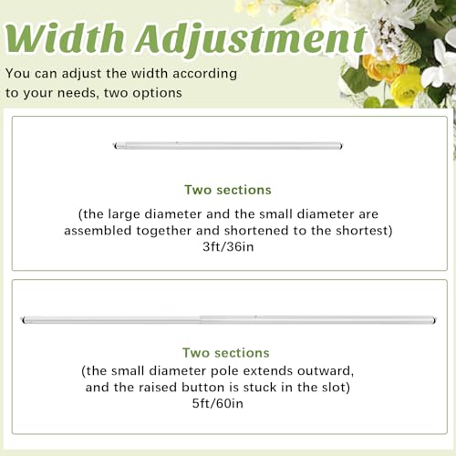 Zonon 1 Pcs 3-5ft Double Layer Adjustable Crossbar and Hangers for Use with Pipe and Drape Kit Pipe and Drape Crossbar for Backdrop Stand, Background Curtain and Wedding Decor - size: 3-5 ft