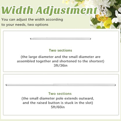 Zonon 1 Pcs 3-5ft Double Layer Adjustable Crossbar and Hangers for Use with Pipe and Drape Kit Pipe and Drape Crossbar for Backdrop Stand, Background Curtain and Wedding Decor - size: 3-5 ft