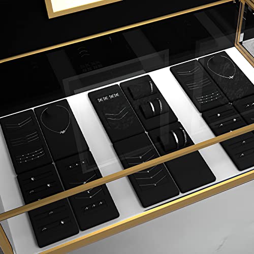 Oirlv Premium Black Microfiber Jewelry Display Tray Jewelry Display Set for Selling Small Jewelry Tray with 2 Pillow Bracelet Display Holder(TT07008) - size: 2 bracelet/bangle tray