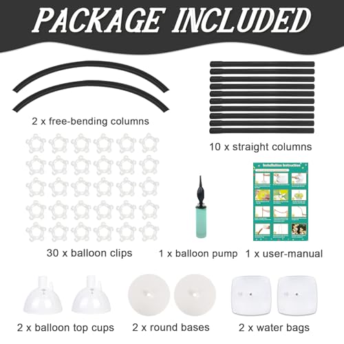 OurWarm 8.2FT & 6FT Balloon Arch Stand Kit, Black Half Arch Balloon Stand with Base for Floor, Free Bending Top Balloon Column Kit for Wedding Birthday Baby Shower Graduation Party Decorations - style: Black Balloon Arch Stand