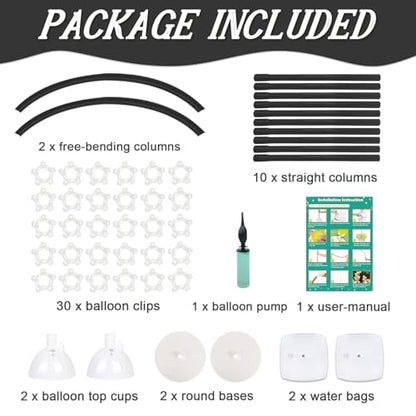 OurWarm 8.2FT & 6FT Balloon Arch Stand Kit, Black Half Arch Balloon Stand with Base for Floor, Free Bending Top Balloon Column Kit for Wedding Birthday Baby Shower Graduation Party Decorations - style: Black Balloon Arch Stand