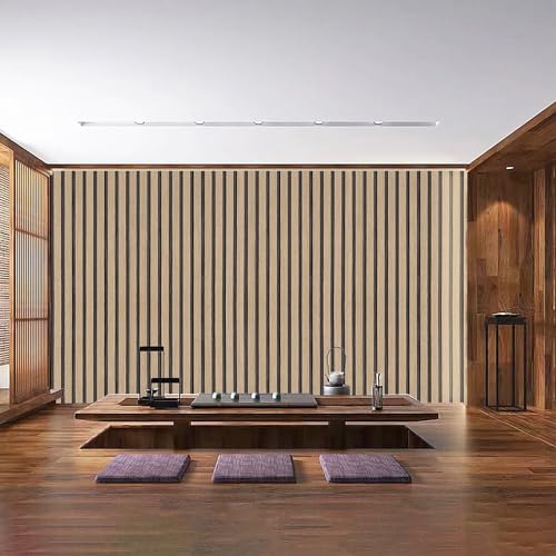 Brown Wood Slat Peel and Stick Wallpaper - 17.5"x100" Textured Faux Wood Self-Adhesive, Waterproof Removable Wall Panel for Bedroom, Kitchen, Office - Easy Install - color: Dark Brown, size: 17.5" x 100"