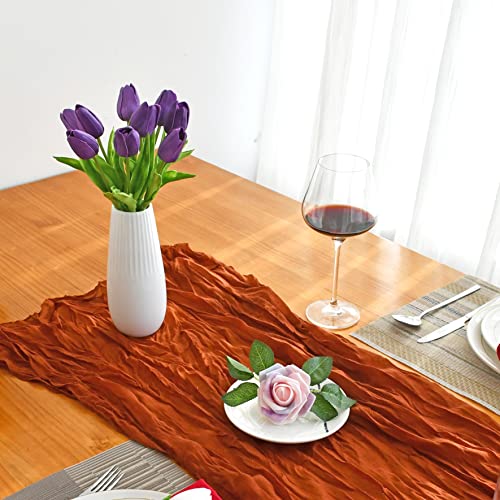 Mandy's Dark Purple Artificial Tulips Flowers Centerpiece, 13.5" Lifelike PU Fake Floral Stems 20pcs for Kitchen Island & Dining Table, Spring Decor for Easter - color: Dark Purple
