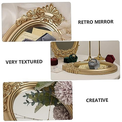 Retro Mirror Adornment Gold Trim Mirror Tray Perfect for Photography Props and