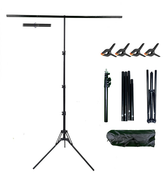 5x6.5ft Portable Backdrop Kit with Stand - Includes Carry Bag & Clamps, Foldable Green ScreenBackground for Streaming, Video Recording, Zoom Meetings, Photography - color: T-Stand