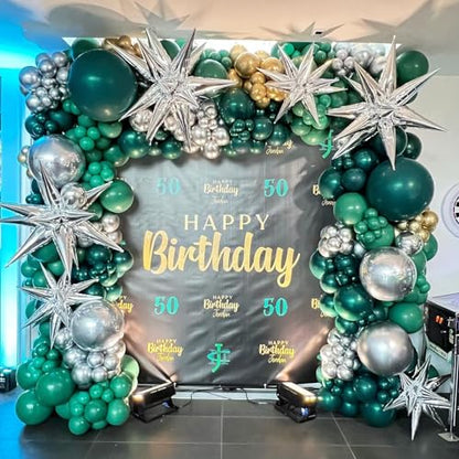 Emerald Green Double Stuffed balloons Different Size 115Pcs 5/10/12/18 Inch Dark Green Balloons Balloon Garland Arch kit for Birthday Baby Shower Jungle Safari Christmas Party - color: Emerald Green