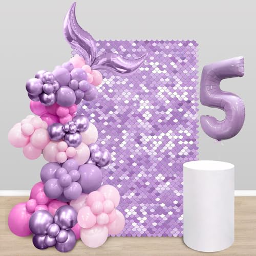 Shimmer Wall Backdrop Light Purple Backdrop Glitter Party Backdrop for Birthday Wedding Engagement Mermaid Wall Disco Backdrop Decoration（12 Panels） - color: Light Purple, size: 3ftx4ft